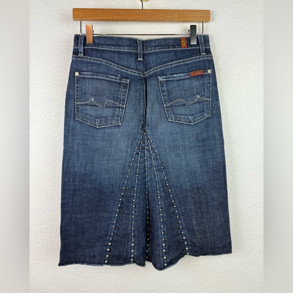 7fam 7 For All Mankind Denim Skirt Studded Vintage Y2k